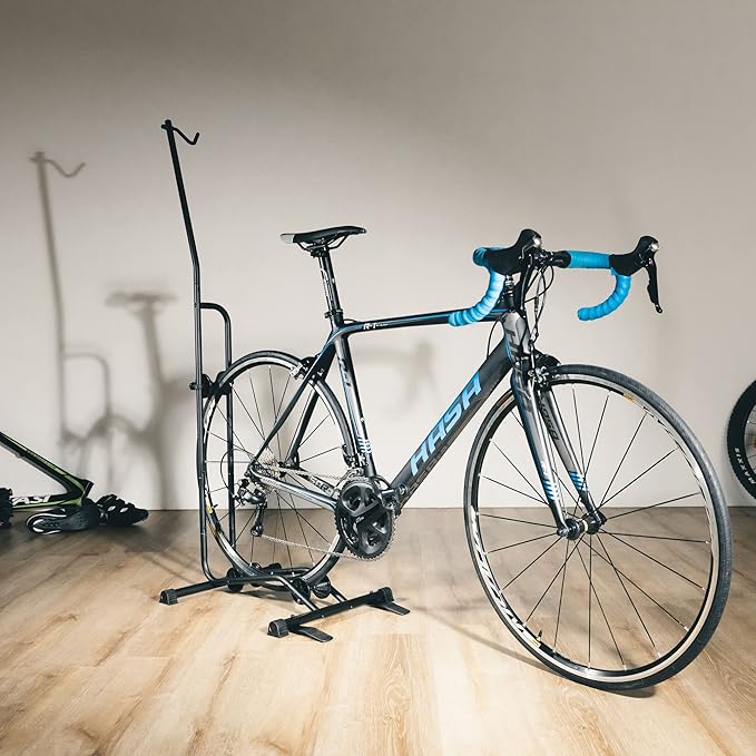 CyclingDeal Upright Bike Stand Floor - Vertical & Horizontal Bicycle Stand Bicycle Storage - Safe & Secure Bike Storage Rack - for Wheels Sizes up to 29" - Bike Rack Garage Bicycle Rack - Classic