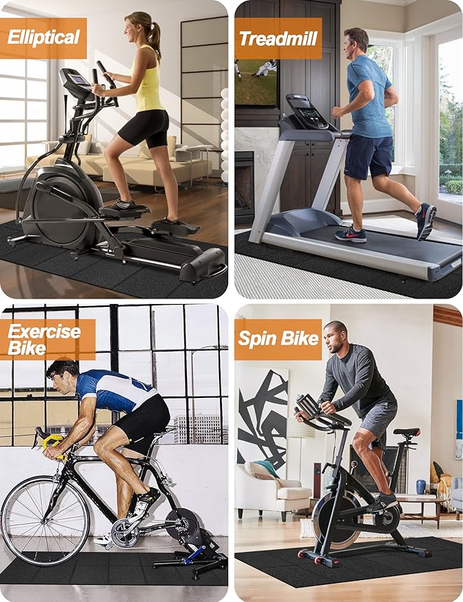 Exercise Equipment Mat 24"x68"/ 30"x60"/ 36"x78"/ 36"x96" Treadmill