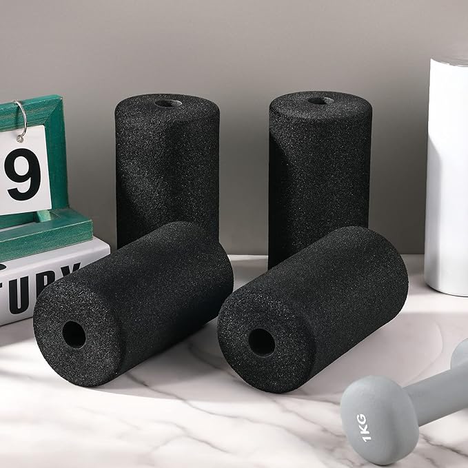 Deekin 4 Pcs Foam Foot Pads Roller Buffer Tube Cover for Home Gym Exercise Machine Equipment Replacement Pads for Leg Extension Weight Bench Inversion Table (0.87 x 2.75 x 5.1 Inches)
