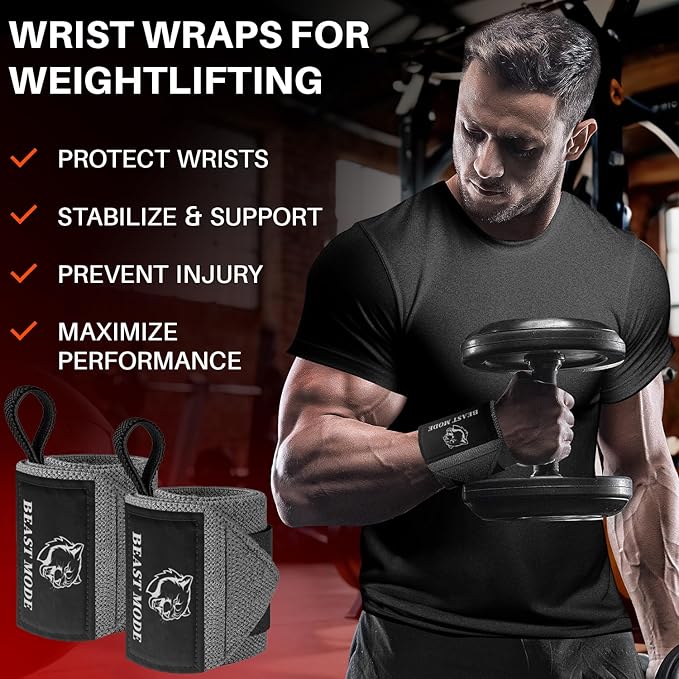 TECEUM Weightlifting 18" & 12" Wrist Wraps with Thumb Loop β Heavy Duty Wrist Workout Braces for Men and Women β Ideal for Powerlifting, Strength Training, Bodybuilding