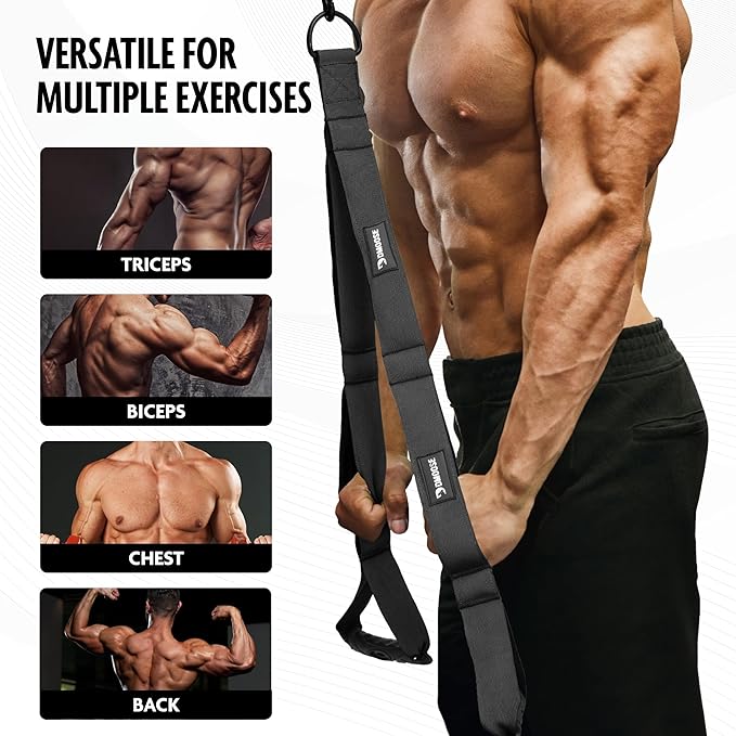 DMoose Tricep Rope Cable Attachment - Multi-Grip Gym Rope for Triceps, Back & Shoulders - Versatile Workout Tricep Pull Down Attachment for Muscle Isolation & Strength Training