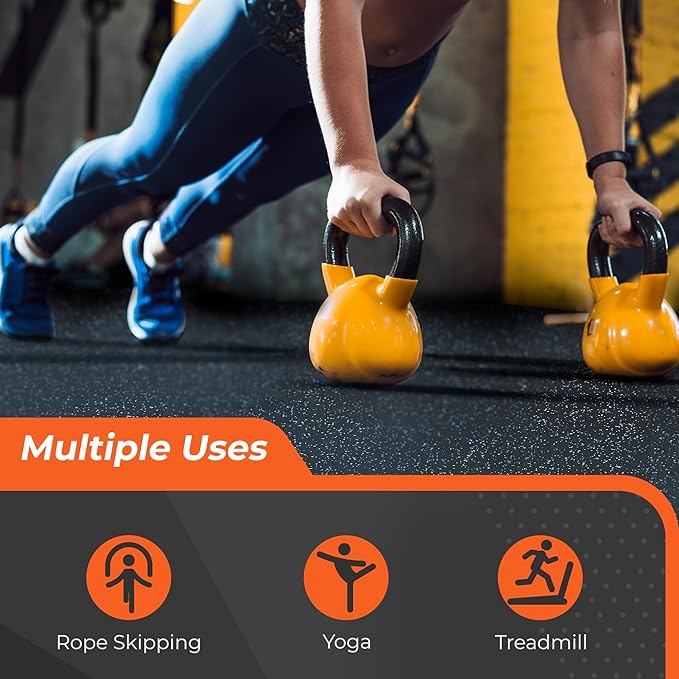 SUPERJARE 0.4 Inch Gym Flooring for Home Gym 6 Tiles 24" x 24" Workout (24 sqft)