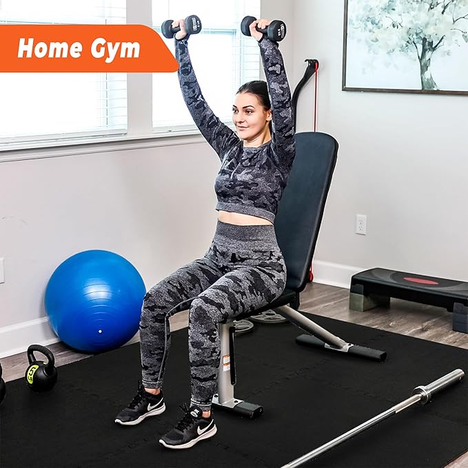 SUPERJARE 0.4 Inch Gym Flooring for Home Gym 6 Tiles 24" x 24" Workout (24 sqft)