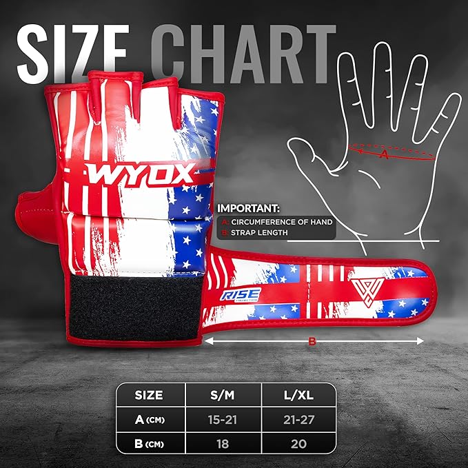 WYOX MMA Gloves for Men & Women β Grappling & Sparring Boxing Gloves with Open Palm Design, Padded Fingerless Training Gloves for Kickboxing, Muay Thai, Youth & Heavy Bag Workouts