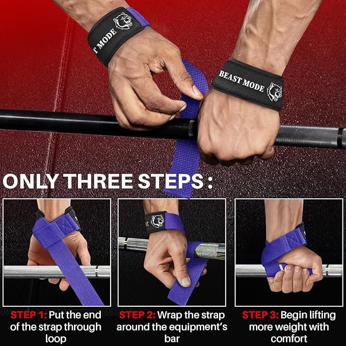 TECEUM Wrist Lifting Straps with Neoprene Padding Support β Heavy Duty Wrist Workout Straps For Men and Women β Ideal for Powerlifting, Strength Training, Bodybuilding