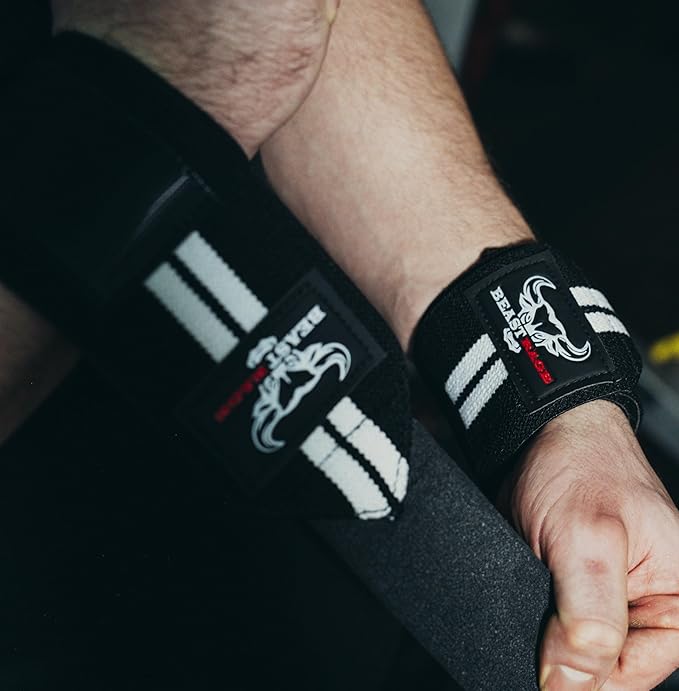 BEAST RAGE Wrist Wraps for Weightlifting - Adjustable Lifting Straps With Thumb Loop for Enhanced Gym Support, Powerlifting, Bodybuilding and Workout