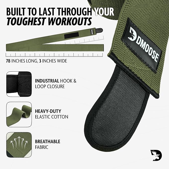 USPA Approved 78” Knee Wraps for Weightlifting Men & Women (Pair) - Premium Cotton Straps for Joint Stability & Pain Relief - Adjustable Fit Gym Knee Wrap Support for Powerlifting, Leg Press & Squats
