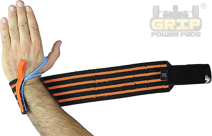 Grip Power Pads Wrist Wraps 2 Wraps for Weight Lifting Wrist Support Cotton Wraps Gym Bandage Straps for Men & Women Premium Quality & PRO Rubber