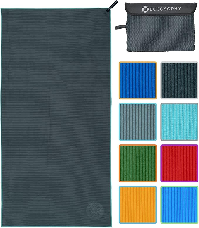 ECCOSOPHY Microfiber Gym Towel for Working Out - (60x30-Charcoal)