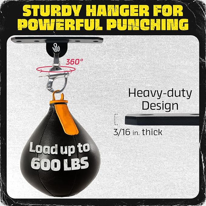 Yes4All Wall Ceiling Mount Hook 360° Rotation, 600 lbs Capacity Punching Bag Hangers, Heavy Bag Mount for Yoga, Chair, Boxing Bag, Indoor & Outdoor Gym - Smart Design, Easy to Use, Fit Most Ceiling