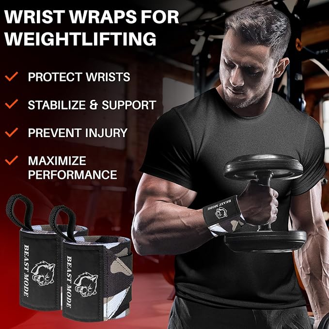 TECEUM Weightlifting 18" & 12" Wrist Wraps with Thumb Loop β Heavy Duty Wrist Workout Braces for Men and Women β Ideal for Powerlifting, Strength Training, Bodybuilding