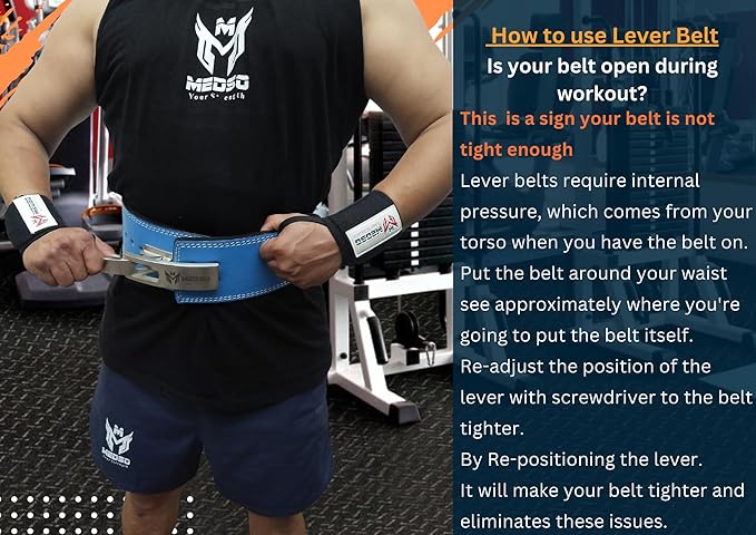 Weight Lifting 100% Pro Genuine Leather Lever Belt 10mm Thick 4” Wide