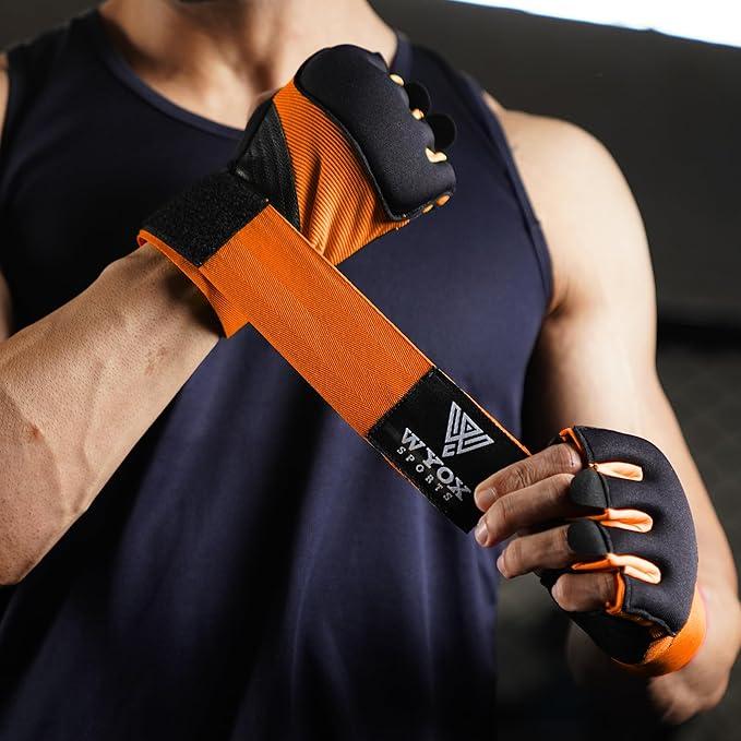 WYOX Gel Boxing Hand Wraps Inner Gloves for Men & Women, 80cm Quick Wrist Straps, Padded Knuckle Protection for Muay Thai Kickboxing, Hand Wraps for Boxing & Martial Arts