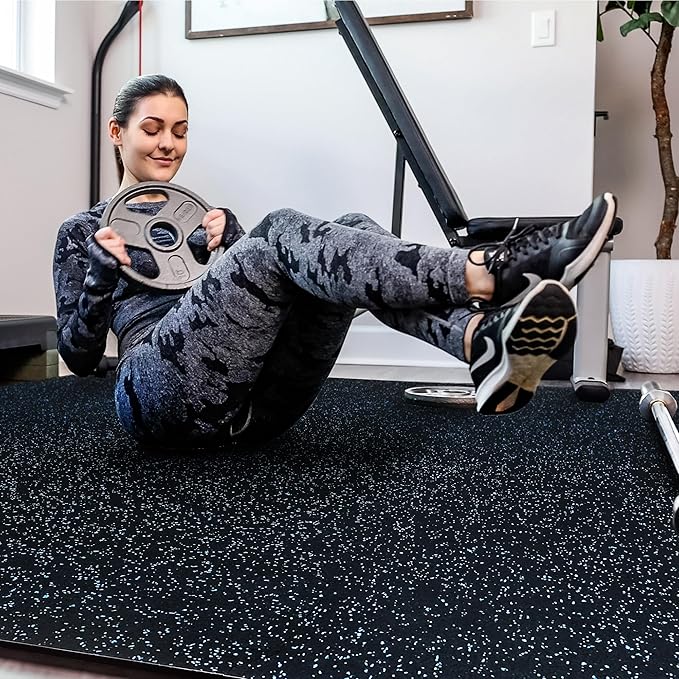 SUPERJARE 0.4 Inch Gym Flooring for Home Gym 24 Tiles 24" x 24" Workout (96 sqft)