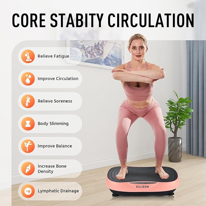 EILISON FITABS 3D Vibration Plate Exercise Machine with Seat - Ocsillation, Pulsation + Vibration Platform, Push Up, Vibration Machine for Lymphatic Drainage, Weight Loss, Recovery