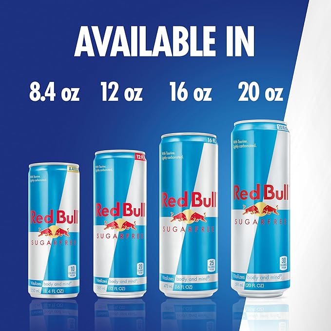Red Bull Sugar Free Energy Drink with 114mg Caffeine plus Taurine & B Vitamins, 12 Fl Oz, 6 Packs of 4 Cans (Pack of 24)