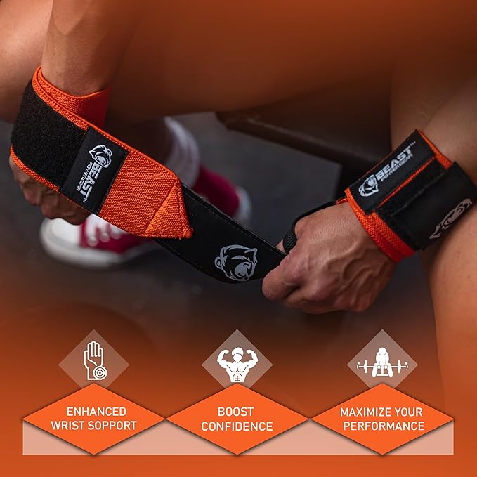 Wrist Wraps for Weightlifting 18” Premium Quality Wrist Support for Bodybuilding Heavy Duty Thumb Loop Powerlifting, Strength Training for Men and Women