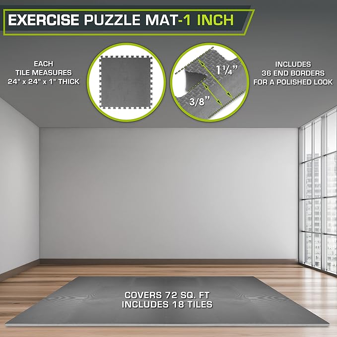 ProsourceFit Extra Thick Puzzle Exercise Mat ¾” and 1"