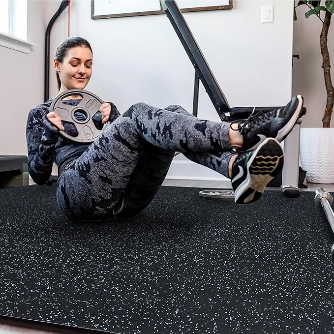 SUPERJARE 0.4 Inch Gym Flooring for Home Gym 6 Tiles 24" x 24" Workout (24 sqft)