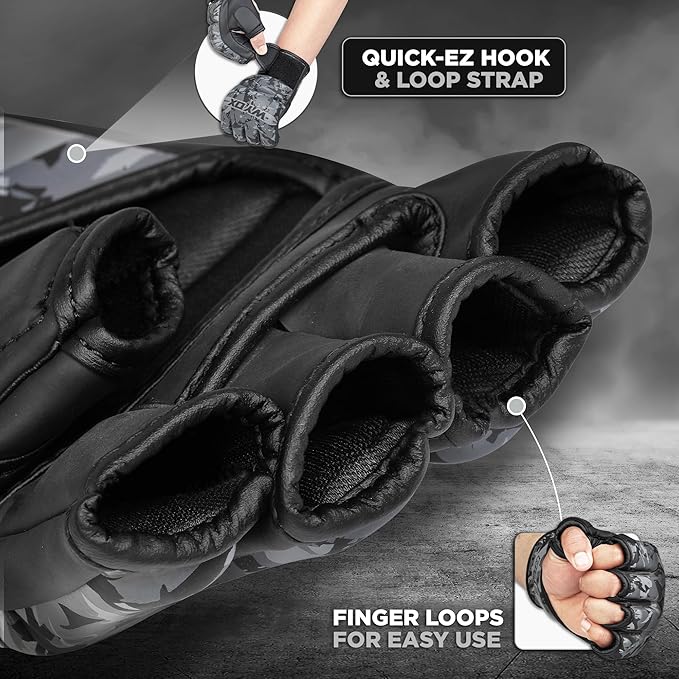 WYOX MMA Gloves for Men & Women β Grappling & Sparring Boxing Gloves with Open Palm Design, Padded Fingerless Training Gloves for Kickboxing, Muay Thai, Youth & Heavy Bag Workouts