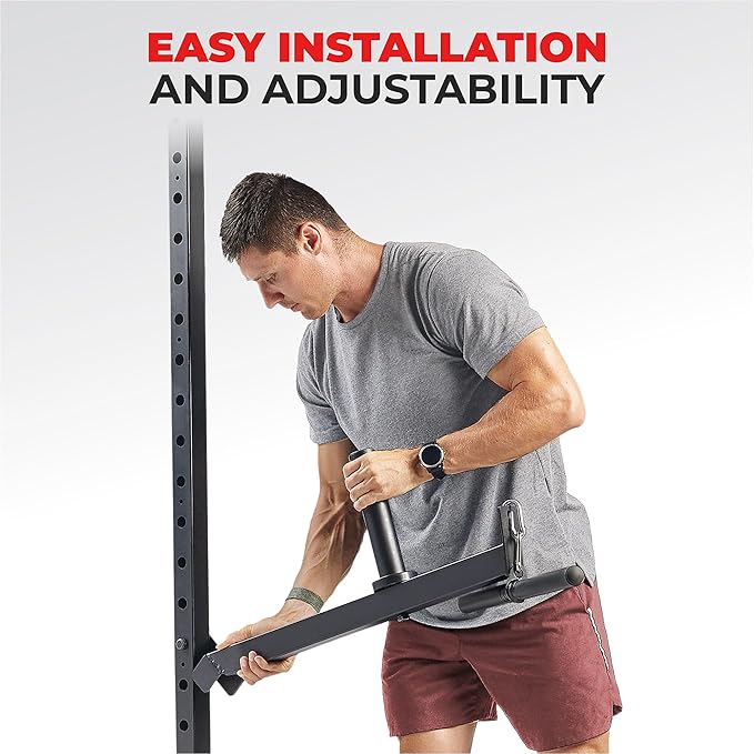 Sunny Health & Fitness Power Cage Squat Rack Upgrade Attachments, Dip Bar, Plate Bar Holder, Belt Squat, J Hook, Lat, Adapter, U Ring, Pull Up Bar, Landmine, Captain's Chair, Tricep Rope For Home Gym