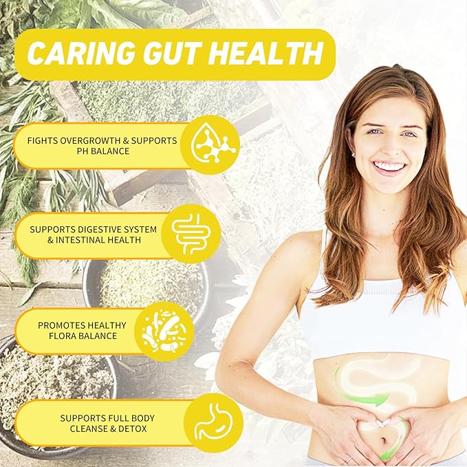 Airboy Candida Cleanse,Gut Colon Cleanse Detox for Women & Men,Candida Support with Oregano Leaf, Caprylic Acid,Wormwood, Black Walnut-60 Counts