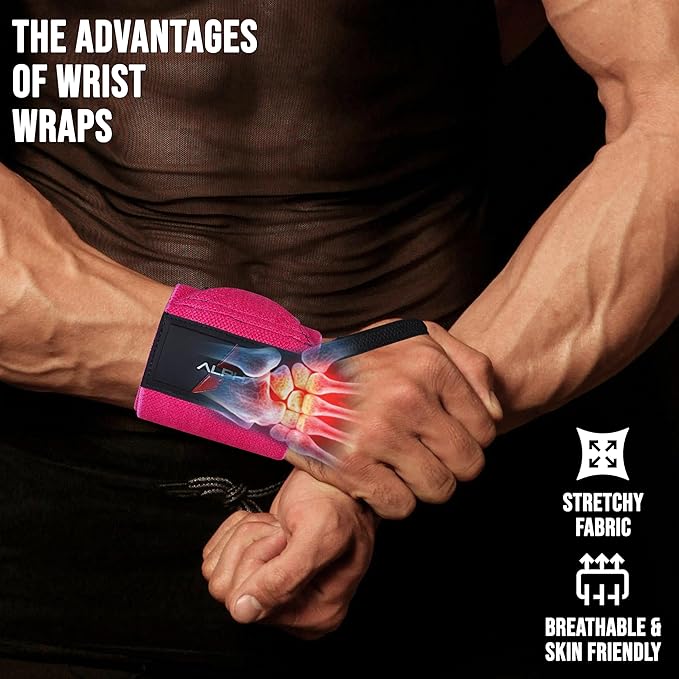 Alpha Sports Wrist Wraps for Weightlifting,Gym Exercise,Adjustable,Durable for Crossfit,Powerlifting, Bodybuilding, and Fitness Workouts,Enhanced Stability for Lifting,Training