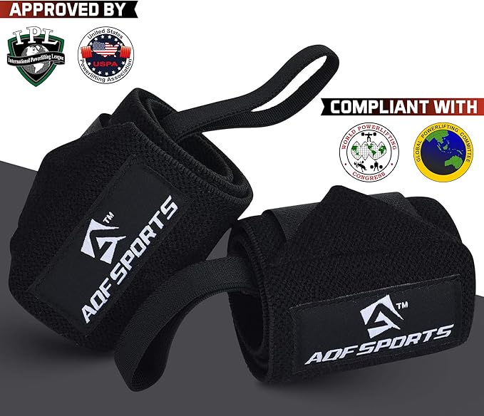 Wrist Wraps for Weightlifting - USPA & IPL Approved 18" Gym Wrist Support with Thumb Loop - Heavy Duty Lifting Wrist Straps for Fitness, Workout, Powerlifting, & Bodybuilding (Pair)