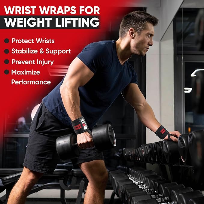 Wrist Wraps for Weightlifting,18” Premium Quality Wrist Straps for Weightlifting,Weight Lifting Wrist Wraps with Thumb Loop for Curls Dips,Powerlifting Weight Training Men Women