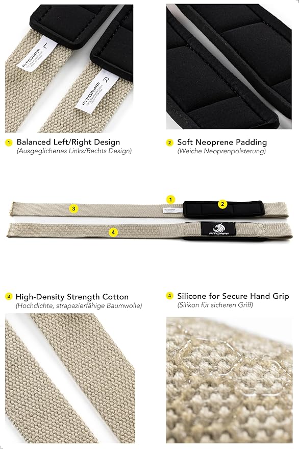 Fitgriff® Lifting Wrist Straps for Weightlifting, Gym, Deadlift, Workout (Made of Premium Cotton & Padded) - Men & Women