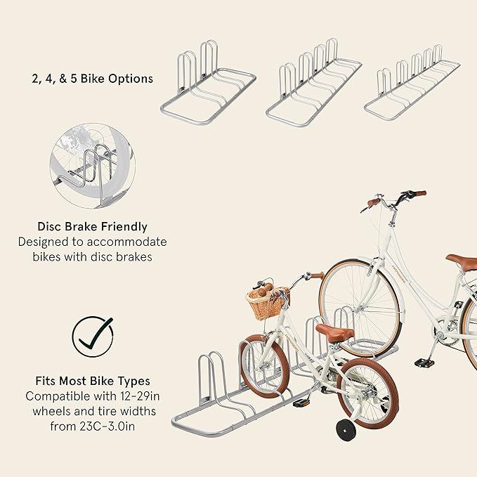 Retrospec Stash Rack 2, 4 & 5 Bike Floor Stand Bicycle Storage Organizer for Mountain Bike, Road Bike, Weather Resistant Fine Powder Steel Coating Fits Wheels up to 3"