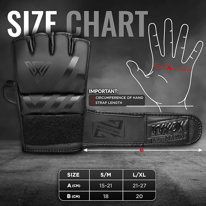 WYOX MMA Gloves for Men & Women β Grappling & Sparring Boxing Gloves with Open Palm Design, Padded Fingerless Training Gloves for Kickboxing, Muay Thai, Youth & Heavy Bag Workouts
