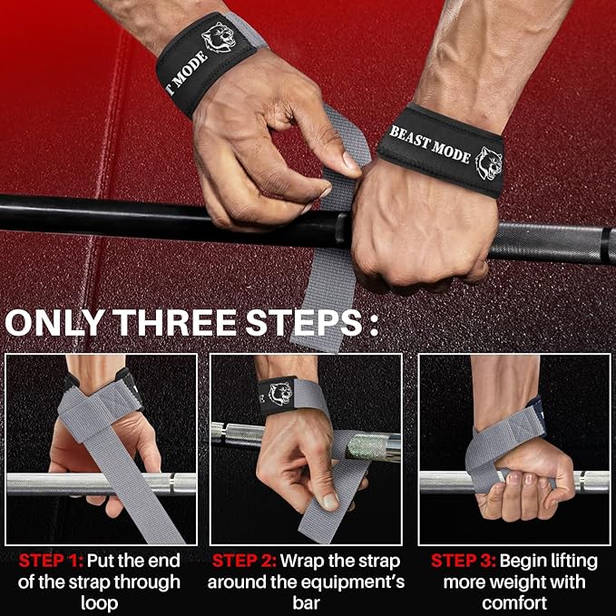 TECEUM Wrist Lifting Straps with Neoprene Padding Support β Heavy Duty Wrist Workout Straps For Men and Women β Ideal for Powerlifting, Strength Training, Bodybuilding