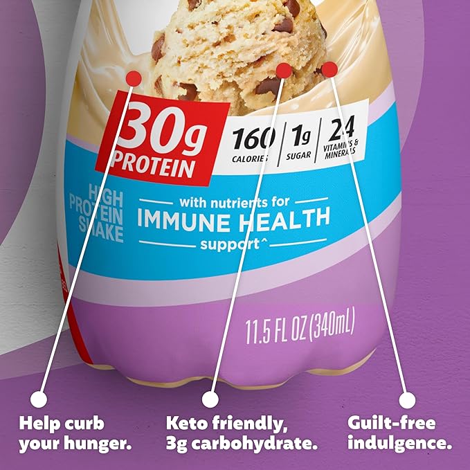 Premier Protein Shake, Cookie Dough, 11.5 Fl Oz (12 Pack), 30g Protein, 1g Sugar, 3g Carbs