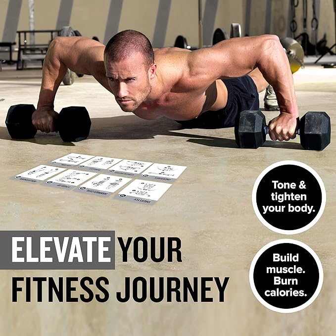 NewMe Fitness Dumbbell Workout Cards, Instructional Fitness Deck for Women & Men, Beginner Fitness Guide to Training Exercises at Home or Gym (Dumbbell, Vol 2)