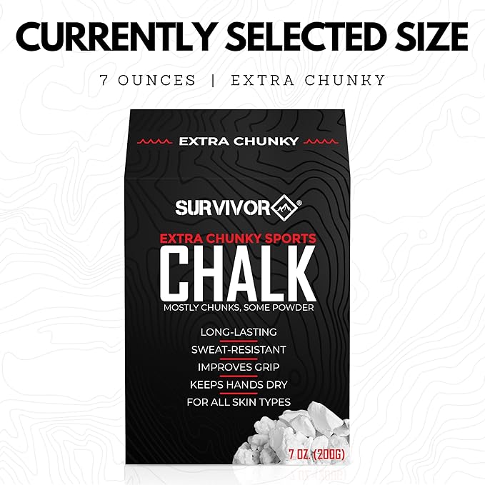SURVIVOR Gym Chalk - Climbing Chalk, Lifting Chalk, Gymnastics Chalk - Pure Magnesium Carbonate Hand Chalk Powder, Weightlifting Chalk Gym - Rock Climbing Chalk for Weights
