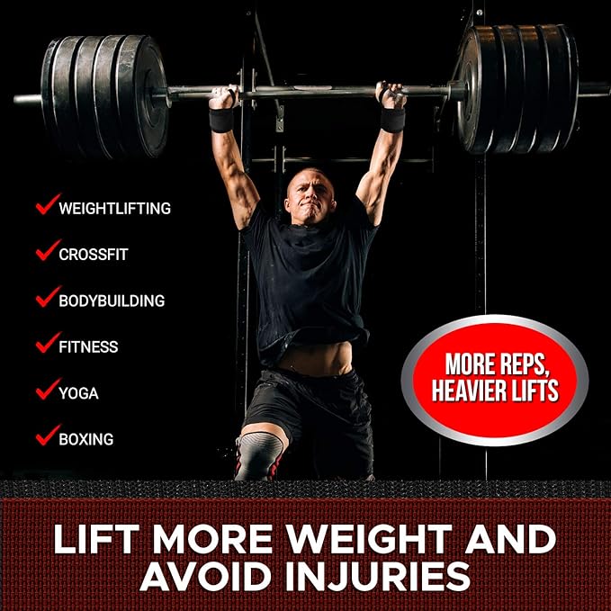 Gym Wrist Wraps for Weightlifting - Professional 18" Wrist Support for Crossfit, Gym, Weight Lifting, Powerlifting - Pull Up Hand Wraps for Strength Training - Weightlifting Accessories