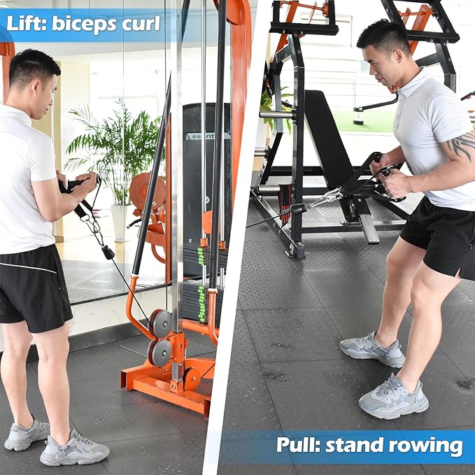 Fitness Cable Pulley System, Gym LAT and Lift Pulldown Machine Attachments, LAT Pull Down Bar Home Workouts Equipments for Biceps Triceps Shoulder Arm Curl Forearm Muscle Strength Exercise