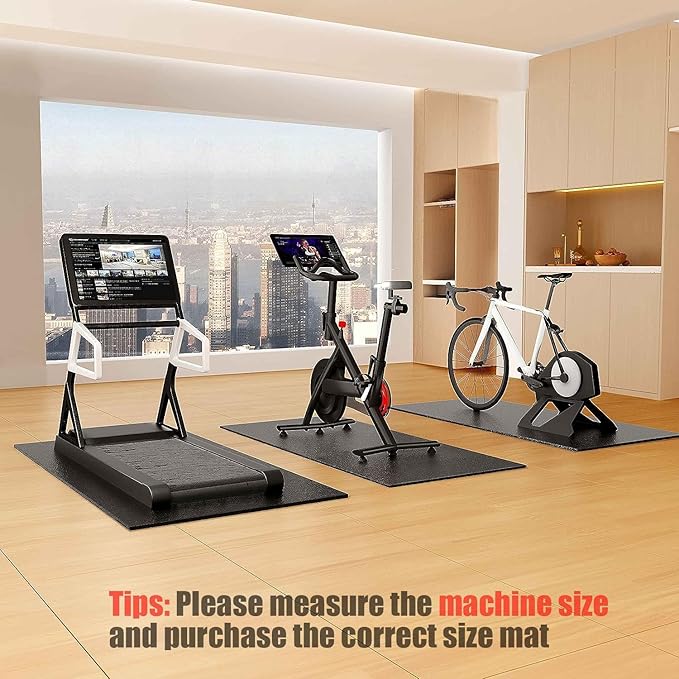 Bike Mat Compatible with Peloton Bike Elliptical Treadmill Mat 6mm Thick,