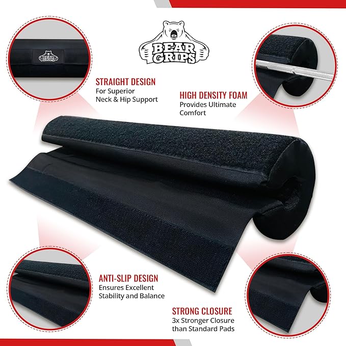 Bear Grips Barbell Pad for Hip Thrusts, Squat Pad Barbell Cushion, Gym Bar Pad, Barbell Pad Set, Workout Pad, Neck Pad for Squat Bar