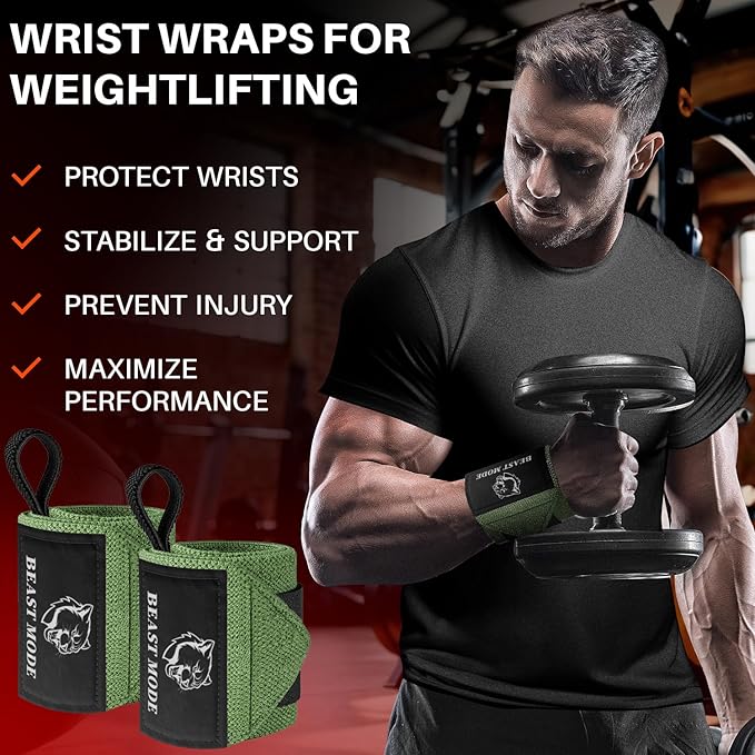 TECEUM Weightlifting 18" & 12" Wrist Wraps with Thumb Loop β Heavy Duty Wrist Workout Braces for Men and Women β Ideal for Powerlifting, Strength Training, Bodybuilding