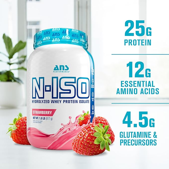 100% Pure Hydrolyzed Whey Isolate Protein + BCAAs - 25g of Protein - Peanut Free, Gluten Free, Zero Lactose (Strawberry, 1.8 lb)