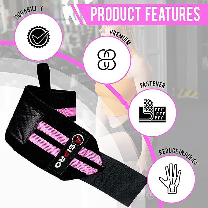 Wrist Wraps for Weightlifting 18" Wrist Straps for Weightlifting Weight Lifting Wrist Wraps for Men & Women, Muñequeras para Gym Wrist Support for Working Out, Gym Wrist Wraps for Powerlifting