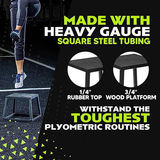Rage Fitness Steel PlyoBox12-18-24-30Inch High Anti-SlipPlyometric JumpBoxes For Agility