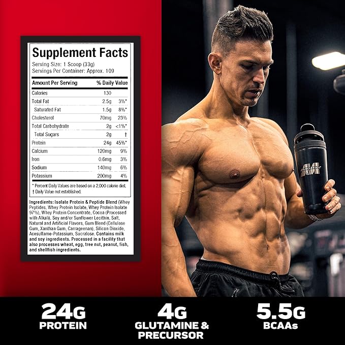 Whey Protein Powder , MuscleTech Nitro-Tech Whey Gold Protein Powder , Whey Protein Isolate Smoothie Mix , Protein Powder for Women & Men , Chocolate Protein Powder, 8 lbs (109 Servings)