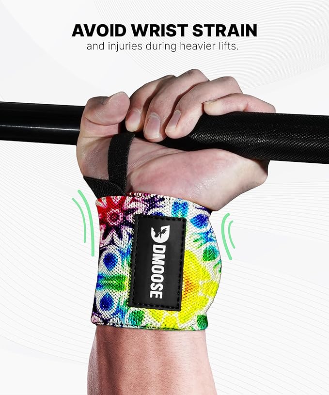 DMoose Fitness Wrist Wraps for Weightlifting - IPL Approved Premium Lifting Straps with Thumb Loops for Powerlifting, Bodybuilding & Weight Lifting, Compression Gym Wrist Support for Working Out