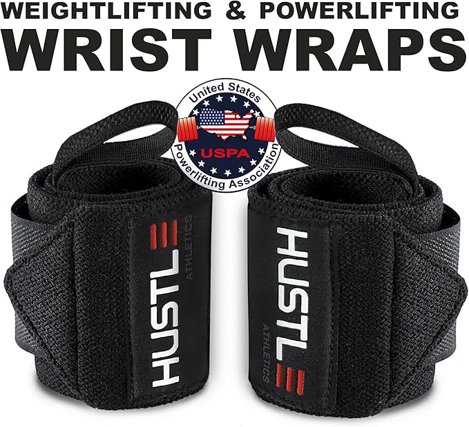Wrist Wraps for Weightlifting (USPA Approved) - 18" or 12" Premium Quality Weight Lifting Wrist Straps - Best Gym Wrist Wraps with Thumb Loop for Powerlifting & Weight Training for Men & Women