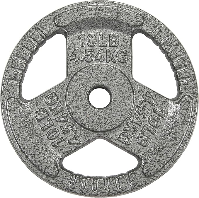 HulkFit 1 inch or 2 inch Cast Iron Weight Plate Set with Multi-Grip Handles and Enamel Coated for Barbells & Strength Training - Grey