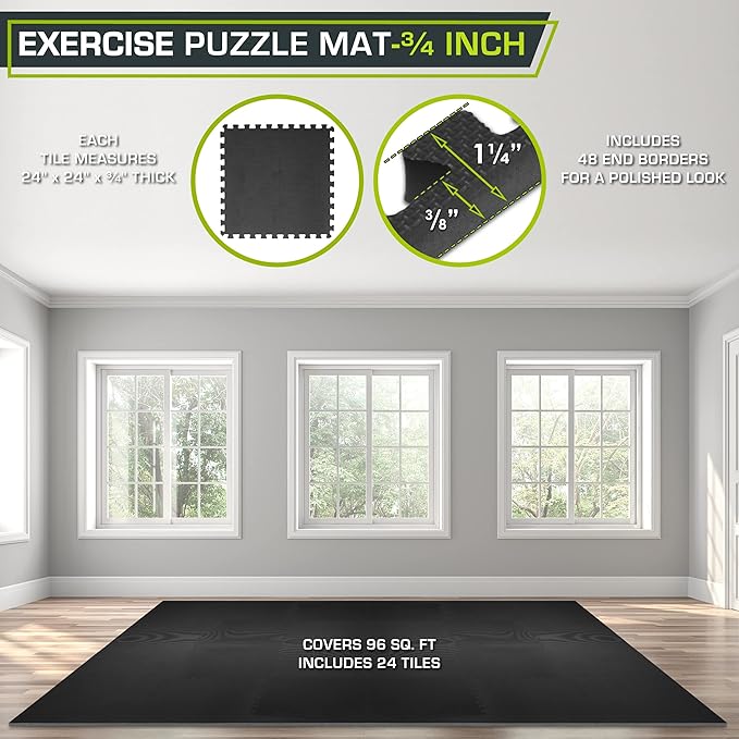ProsourceFit Extra Thick Puzzle Exercise Mat ¾” and 1"