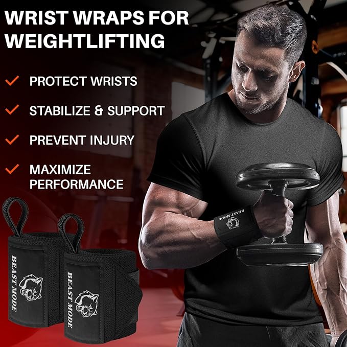 TECEUM Weightlifting 18" & 12" Wrist Wraps with Thumb Loop β Heavy Duty Wrist Workout Braces for Men and Women β Ideal for Powerlifting, Strength Training, Bodybuilding